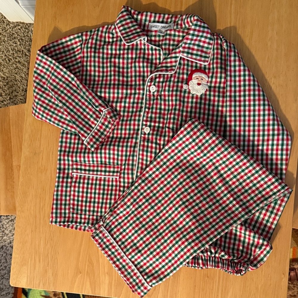 Sweet Dreams Kids Checkered Pajama Set - Red, Green, and White